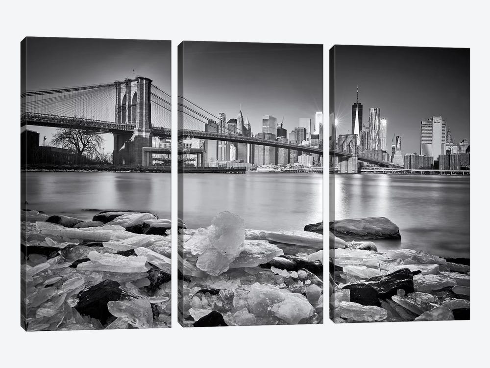 New York - Brooklyn Bridge by Martin Froyda 3-piece Canvas Print
