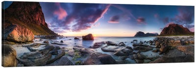 Utakleiv Sunset Canvas Art Print - Beach Sunrise & Sunset Art