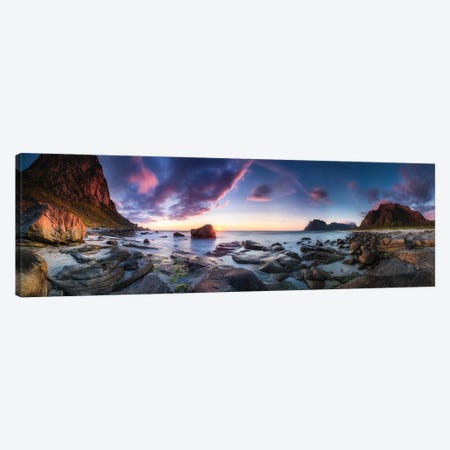 Utakleiv Sunset Canvas Print #OXM5553} by Dr. Nicholas Roemmelt Art Print