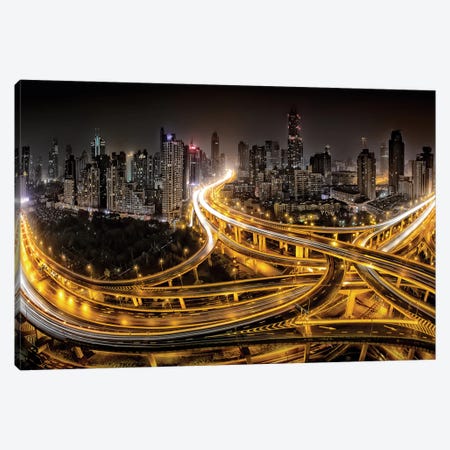 Shanghai At Night Canvas Print #OXM559} by Clemens Geiger Canvas Artwork