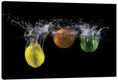 Triple Citrus Splash Canvas Art Print