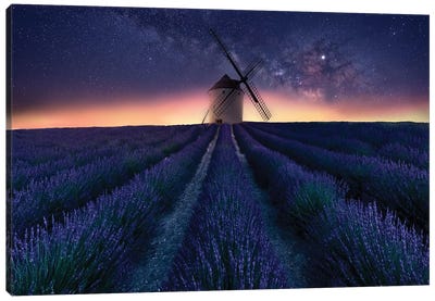 Lavender Night Canvas Art Print - Watermill & Windmill Art