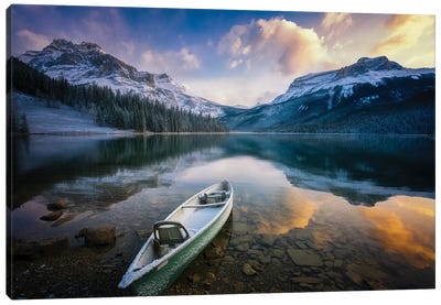 First Snow Emerald Lake Canvas Art Print - 1x Floral and Botanicals