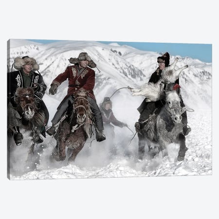 Winter Horse Race Canvas Print #OXM6406} by BJ Yang Canvas Wall Art