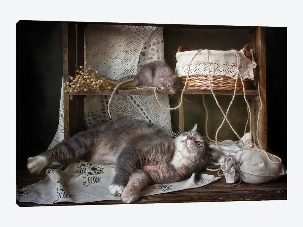 Don't wake up a sleeping cat by Eleonora Grigorjeva 1-piece Canvas Print