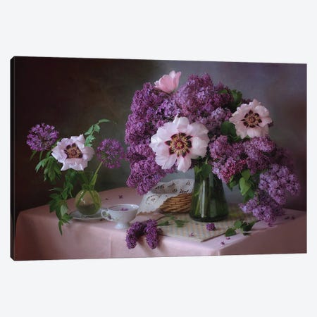 Still Life With Lilac And Peonies Canvas Print #OXM6532} by Tatiana Skorokhod Art Print