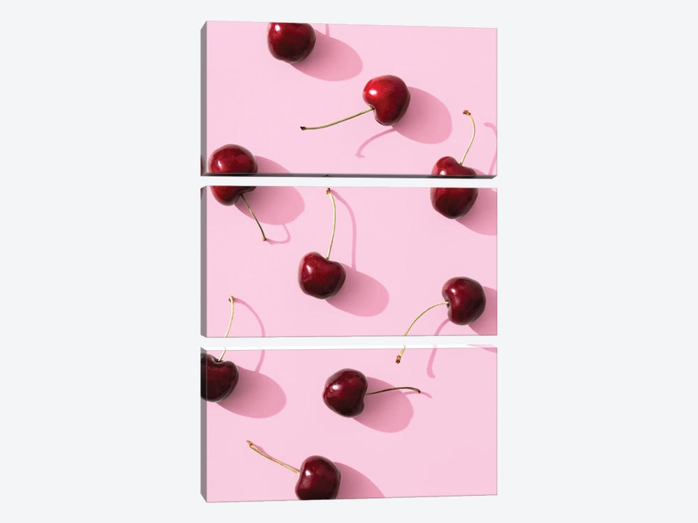 Cherries On Pink Background by 1x Studio II 3-piece Canvas Print
