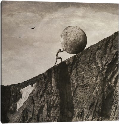 Sisyphus Canvas Art Print - Mountains Scenic Photography