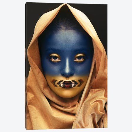Golden Blue Girl Canvas Print #OXM6921} by Debarghya Mukherjee Canvas Art
