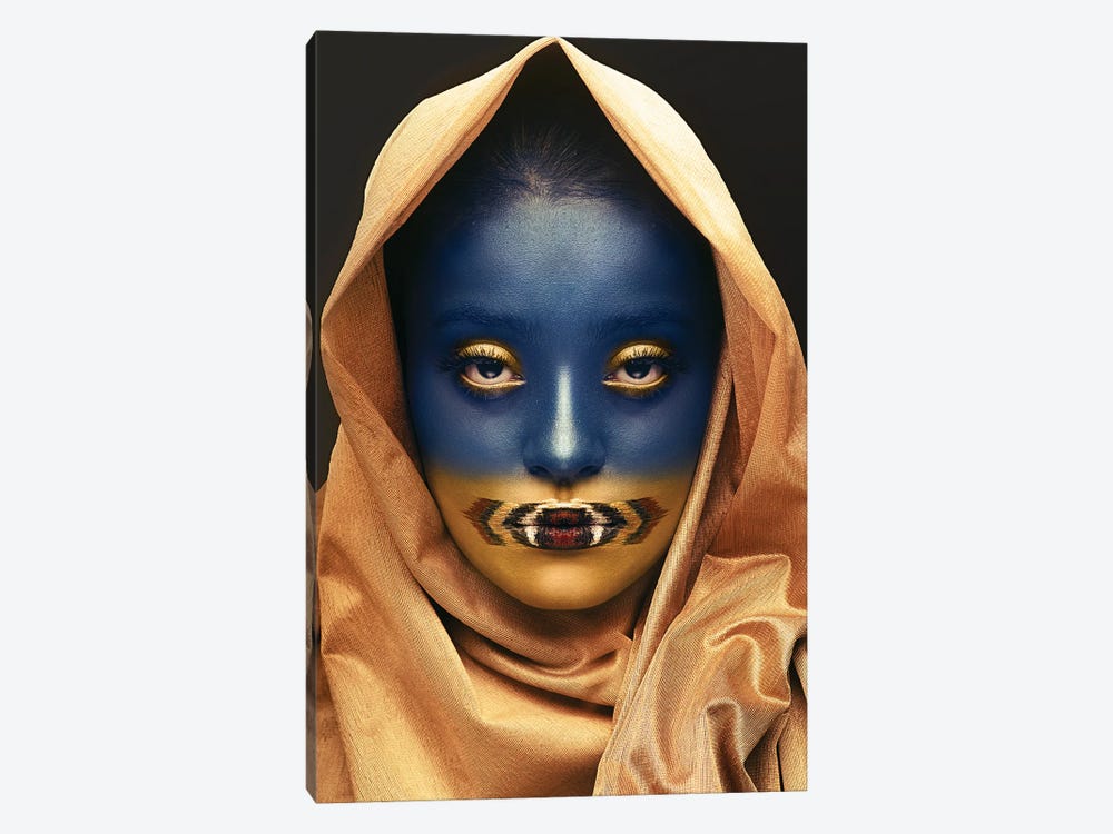 Golden Blue Girl by Debarghya Mukherjee 1-piece Canvas Wall Art