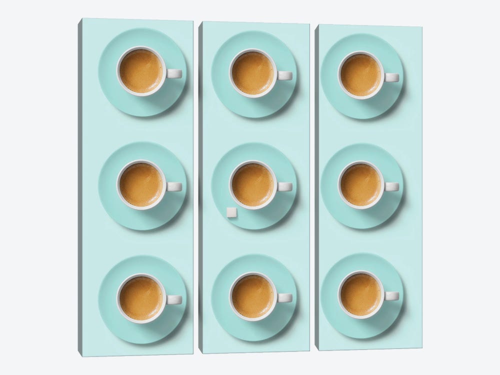 Nine Cups Of Coffee by Udo Dittmann 3-piece Canvas Art Print