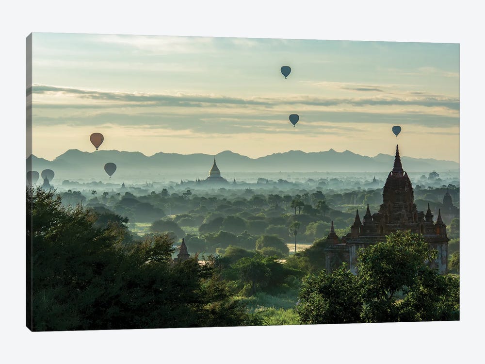 Balloons On Temples by Mieke Suharini 1-piece Canvas Artwork