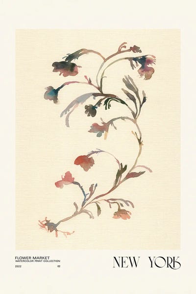 Minimalist Bohemian Decor: Watercolor Print Collection. Flower Market - New York by NKTN