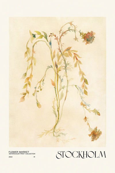 Minimalist Bohemian Decor: Watercolor Print Collection. Flower Market - Stockholm by NKTN