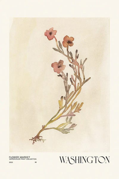 Minimalist Bohemian Decor: Watercolor Print Collection. Flower Market - Washington by NKTN