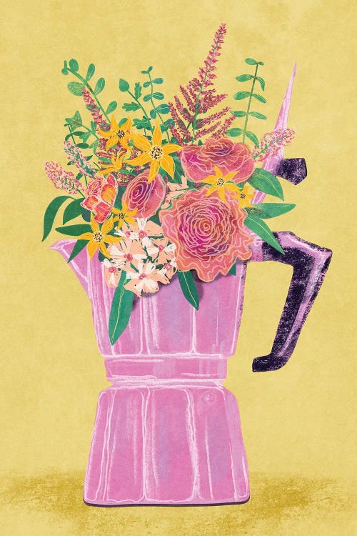 Espresso Maker With Flowers by Raissa Oltmanns wall art
