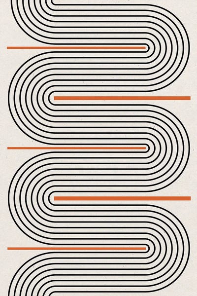 Red Beige Black Lines Contemporary