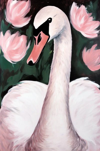 Swan In The Pond by Treechild framed wall art