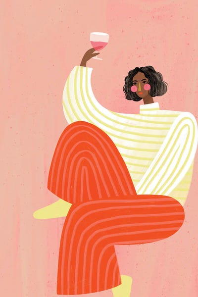 Stripes: The Woman With The Glass Of Wine by Bea Muller