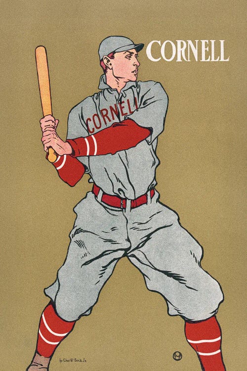 Vintage Drawing Of A Baseball Player Holding A Bat