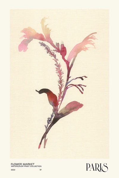 Minimalist Flowers: Watercolor Print Collection. Flower Market - Paris by NKTN