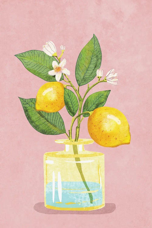 Lemon Bunch In Vase