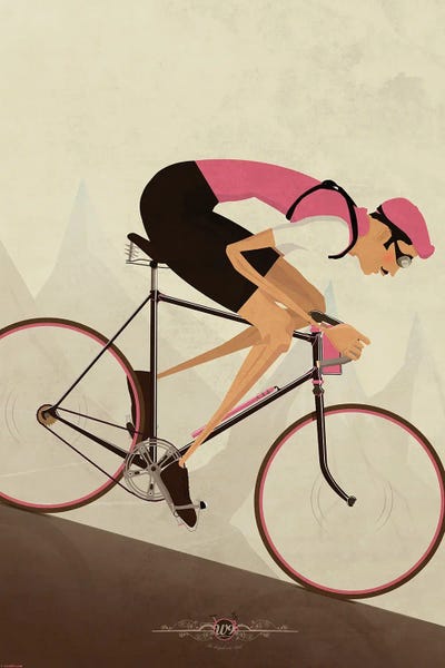 Wyatt 9: Vintage Downhill Cyclist On Bike by Wyatt 9