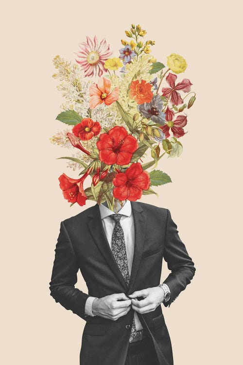 Man In Red Flowers by Frida Floral Studio wall art