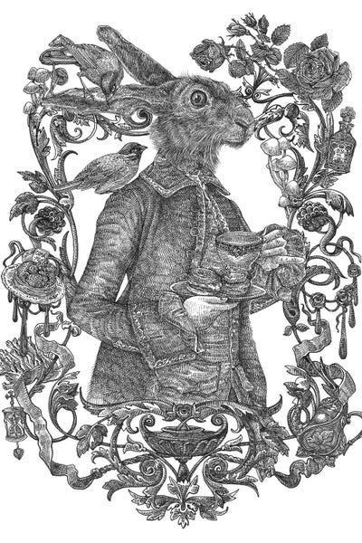 Black & White Florals: March Hare by Nicole Bustamante