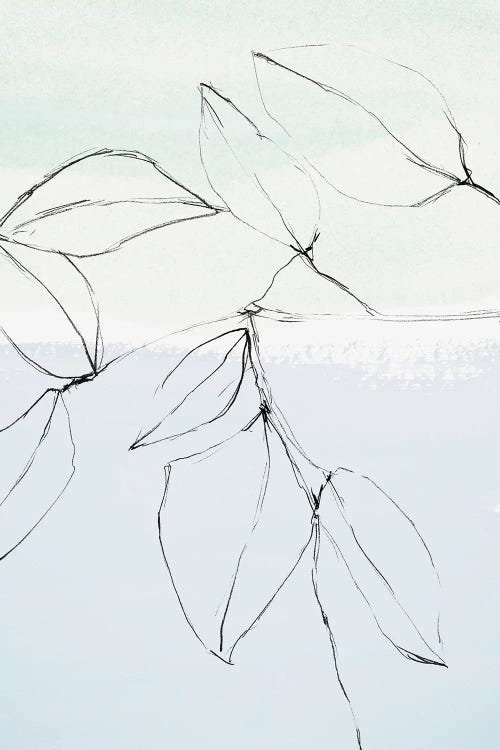 Leaves On Pastel Blue A Mint by Iris Lehnhardt wall art