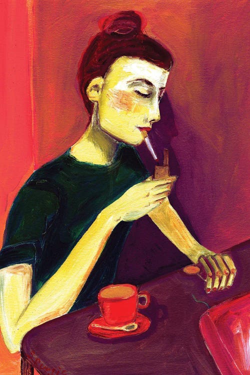 Lady Lighting Cigarette