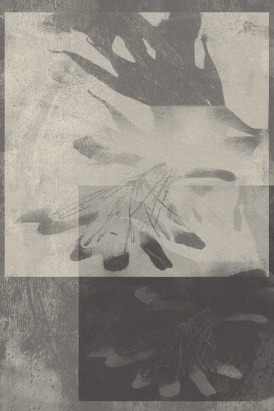 Neutral Abstract. Leaves In Taupe And White.