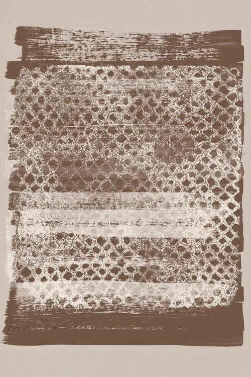 Neutral Pattern. White Monotype Texture On Brown. by Dina Dankers wall art