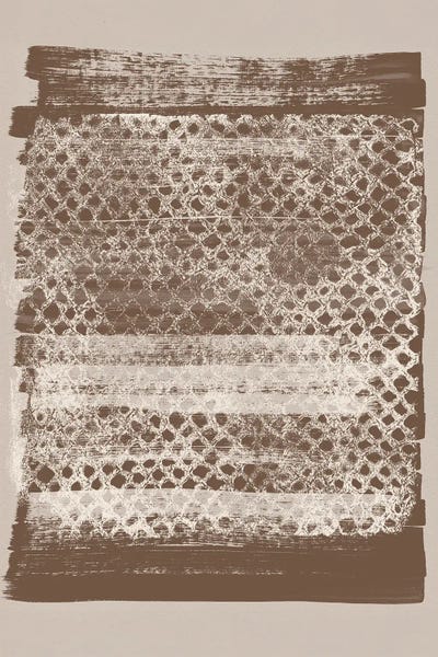 Neutral Pattern. White Monotype Texture On Brown.