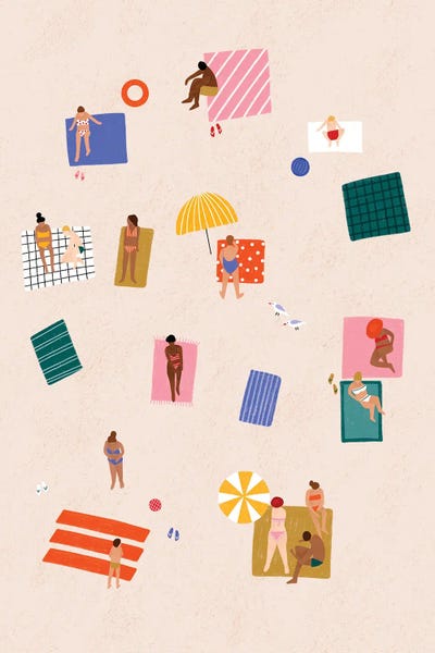 Umbrellas: Beach Towel Harmony by Bea Muller