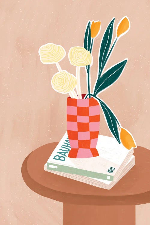 Flower With A Checkered Red Vase