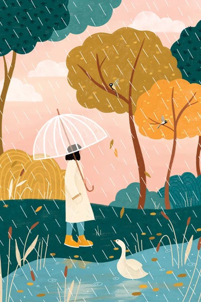 Fine Art Print: Rainy Day Stroll by Bea Muller