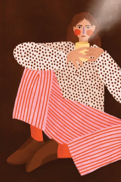 Large Modern Art - Canvas Prints: Woman With The Cup Of Tea by Bea Muller