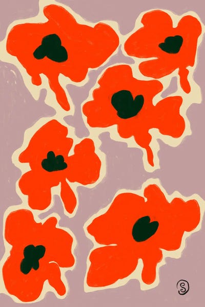 Abstract Wall Art: Vibrant Poppy Flowers by Sandra Poliakov