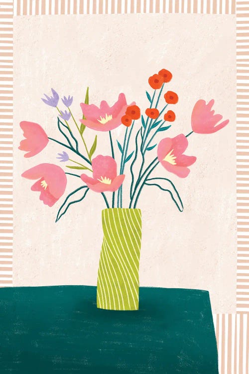 Floral Portraits: Colorful Blossoms In Stripes by Bea Muller
