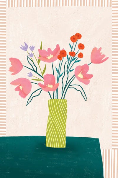 Colorful Blossoms In Stripes