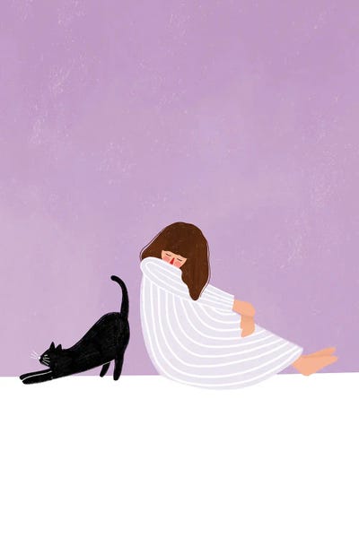 Black Cats: Girl And Cat by Bea Muller
