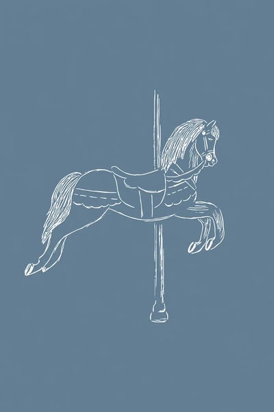 Fine Art Print: Circus Horse Vintage Blue by Aminah Eleonora