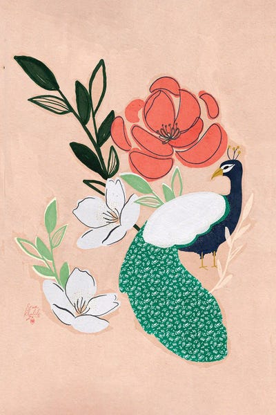 Peacocks: Peacock And Florals Erum Khalili by Erum Khalili