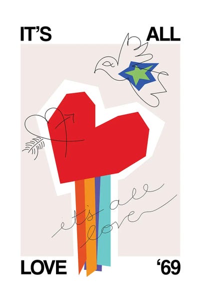 Minimalist Quotes: It's All Love & Heart Greige by Frances Collett