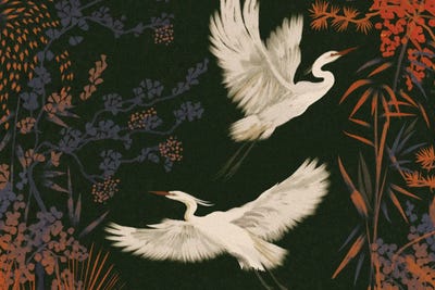 Spring Leaves - Canvas Prints: Asian Art Herons by Josie George