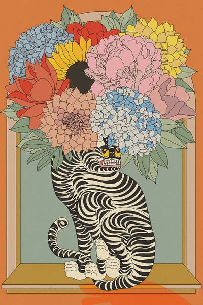 Tigers: Floral Tiger Vase by Omg Kitty