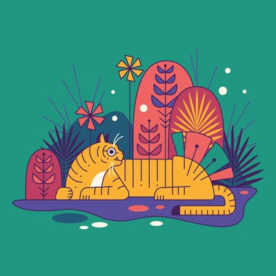 Tigers - Steelpix Metal Wall Art: Minimal Wildlife Tiger by Rohan Dahotre