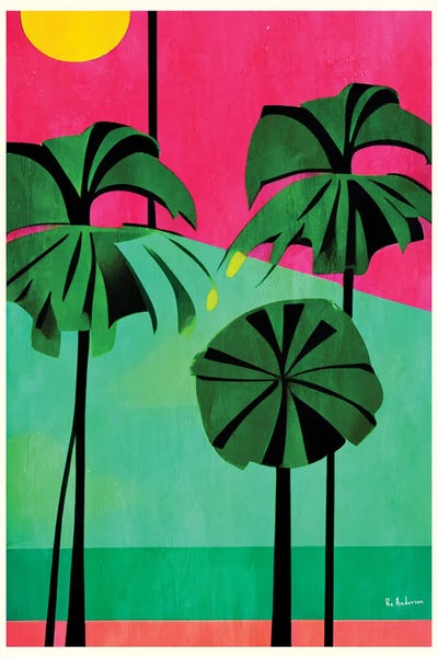 Pink Sky Tropical Palms