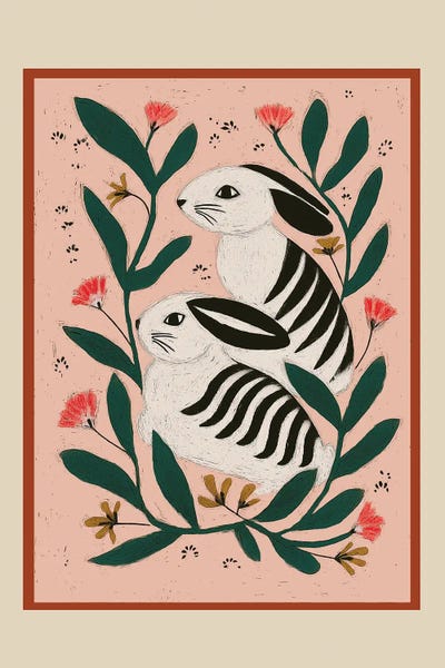 Whimsical Floral Rabbits